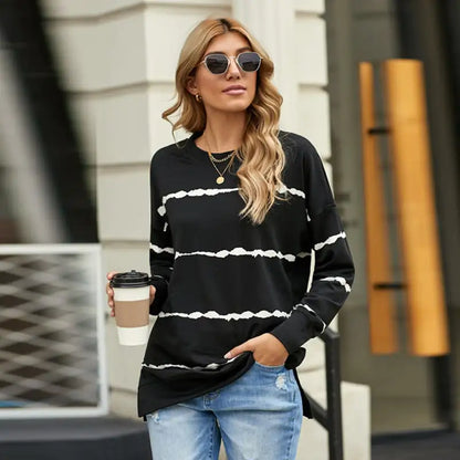 Striped Printed Women's Loose Long-Sleeved Sweater