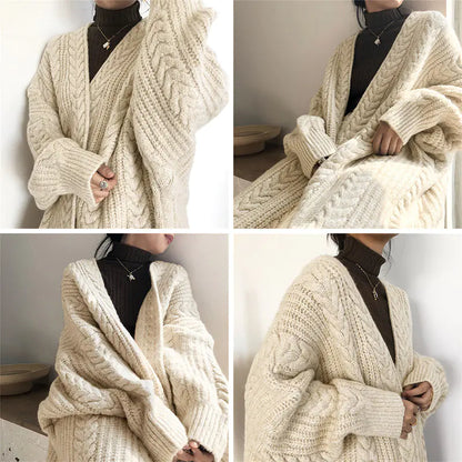 Women's Thick Knitted Long Sweater Coat for Fall/Winter