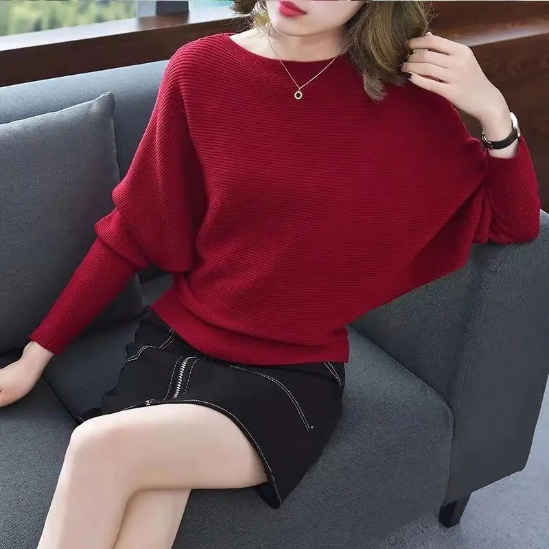 Women's Loose Long-Sleeved Knitted Pullover Sweater