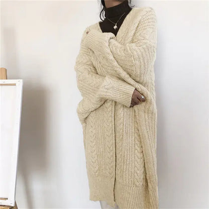 Women's Thick Knitted Long Sweater Coat for Fall/Winter